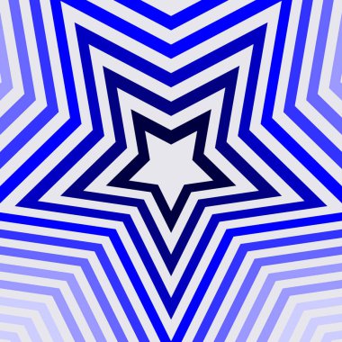 Bir yıldızın soyut optik illüzyon arka planı. Mavi ve beyaz. Vektör.