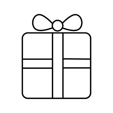 Hediye. Doodle ikonu. Vektör çizimi. Boyama kitabı için tasarım ögesi. 