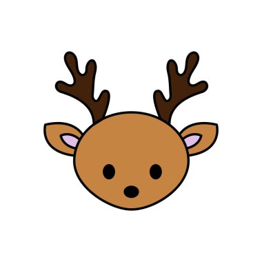 Çizgi film sevimli geyik. Doodle ikonu. Vektör illüstrasyonu.