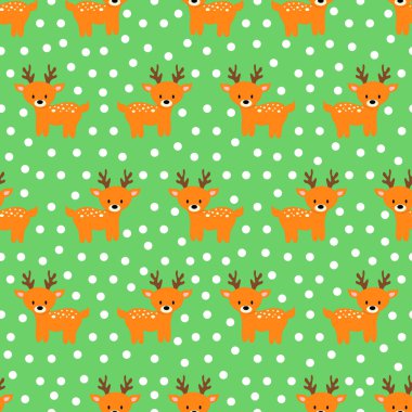 Çizgi film geyiğiyle kusursuz desen. Vektör illüstrasyonu.