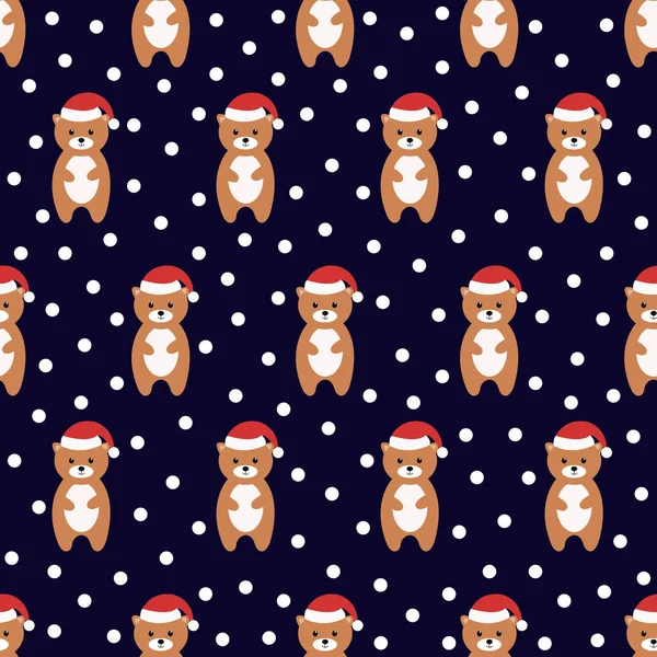 Sevimli ayıyla kusursuz desen. Vektör çizimi. Noel arkaplanı.