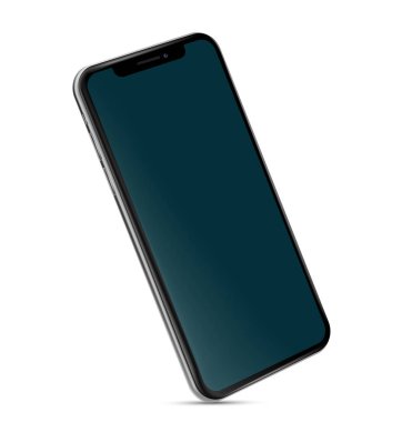Köşede - beyaz arka plan vektör eps 10 izole Smartphone çerçevesiz boş ekran duruyor