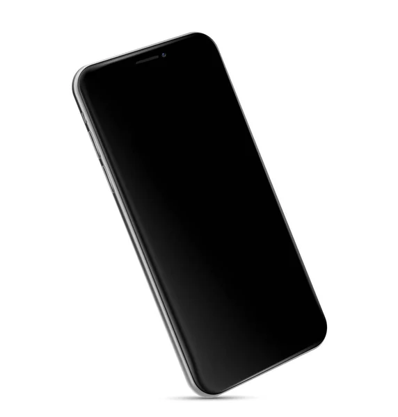 Bezramowe Pusty Ekran Smartphone Stojącym Rogu Białym Tle Białe Tło — Wektor stockowy