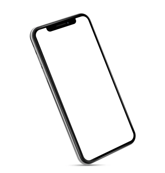 Köşede - beyaz arka plan vektör eps 10 izole Smartphone çerçevesiz boş ekran duruyor