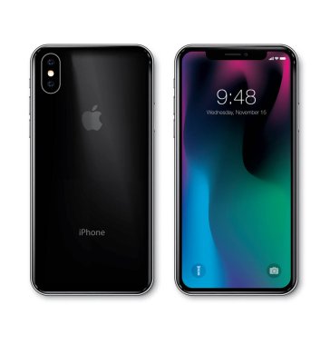Krakov, Polonya - 02 Kasım 2018: Yeni iphone Xs siyah. Elma serbest bırakmak yeni iphone Xs. en yüksek kaliteli vektör eps 10 çizim