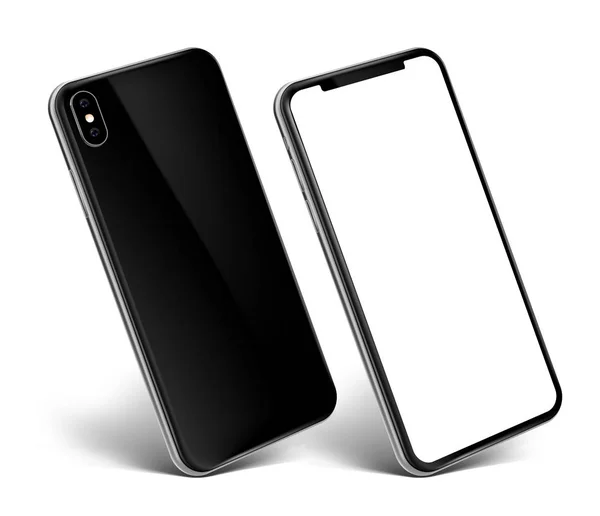Smartphone çerçevesiz boş ekran perspektif görünüm üstünde belgili tanımlık köşe - beyaz arka plan vektör eps 10 izole ayakta