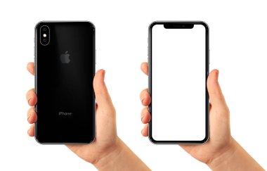 Krakov, Polonya - 4 Kasım 2018: Yeni iphone Xs elinde. Elma serbest bırakmak yeni iphone Xs.