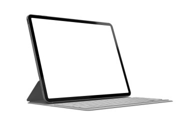 Klavye vaka ile boş ekran şablonu - beyaz arka plan üzerinde izole tablet