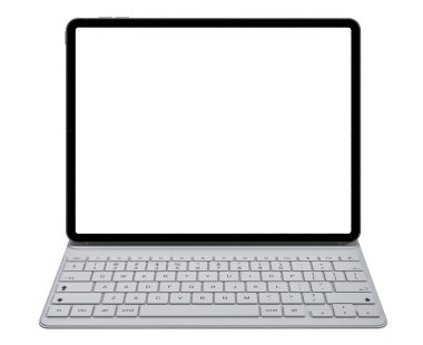Klavye vaka ile boş ekran şablonu - beyaz arka plan üzerinde izole tablet