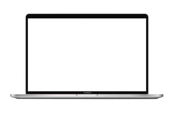 Laptop Com Tela Branco Isolado Fundo Branco Alta Detalhada Esp —  Vetores de Stock