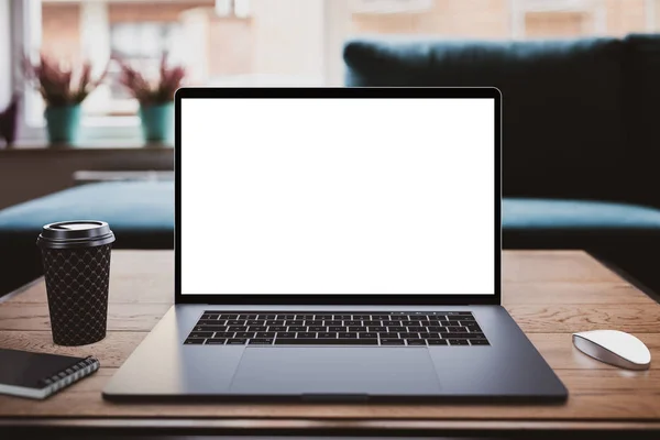 Laptop Met Leeg Scherm Mockup Sjabloon — Stockfoto