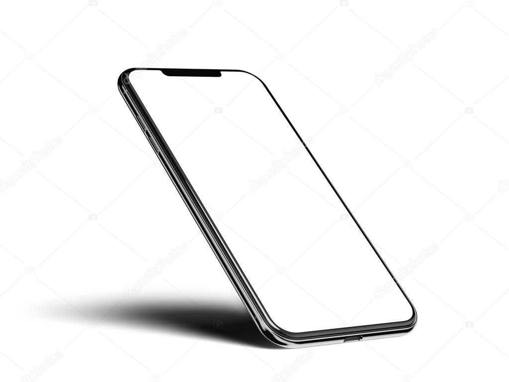 mockup of smartphone with blank screen isolated on background
