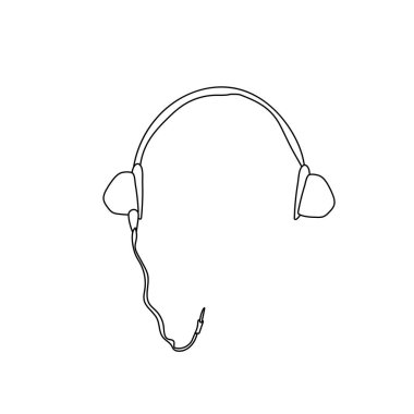 Vektör el kulaklığın tek bir parçasını karaladı. Kağıtlar, posterler, çıkartmalar ve profesyonel tasarım için el çizimi vektör çizimi. Beyaz arkaplanda izole.