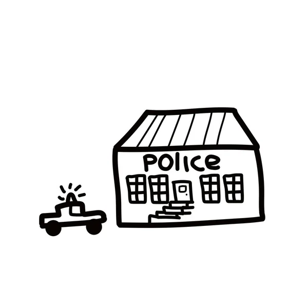 Αστυνομικό Τμήμα Κτίριο Γραμμική Εικόνα Λεπτή Γραμμή Απεικόνισης Σύμβολο Περιγράμματος — Φωτογραφία Αρχείου