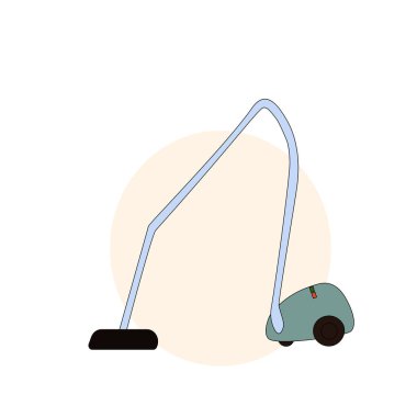 Beyaz arkaplanda karikatür tarzında izole edilmiş elektrik süpürgesi ikonu. Temizleme sembolü stok vektörü illüstrasyonu