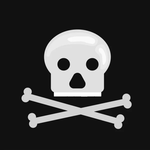 Skull Cartoon Flat Style Dead Head Isolated Black Background — Stock Photo, Image