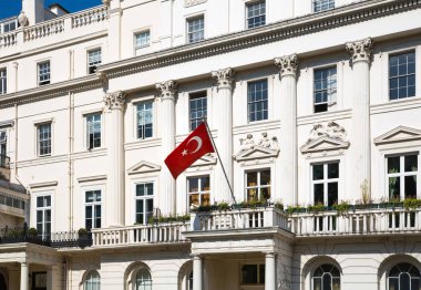 Londra, İngiltere - 25 Ağustos 2017:Turkey Belgravia Büyükelçiliği. 