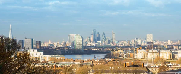 Londyn Wielka Brytania Marca 2019 Canary Wharf Widok Greenwich Stronie — Zdjęcie stockowe