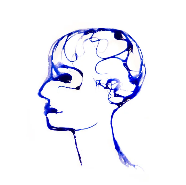 Голова Человека Сделанная Акварели Акварель Текстурированная — стоковое фото