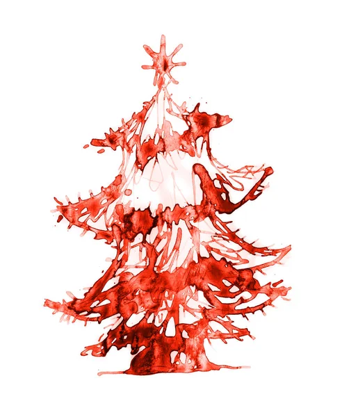 水彩効果で作られたクリスマスツリー 大晦日 — ストック写真