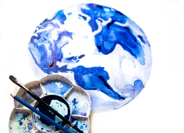 Abstracte Globe Borstels Palet Aquarel Getextureerde Collectie — Stockfoto