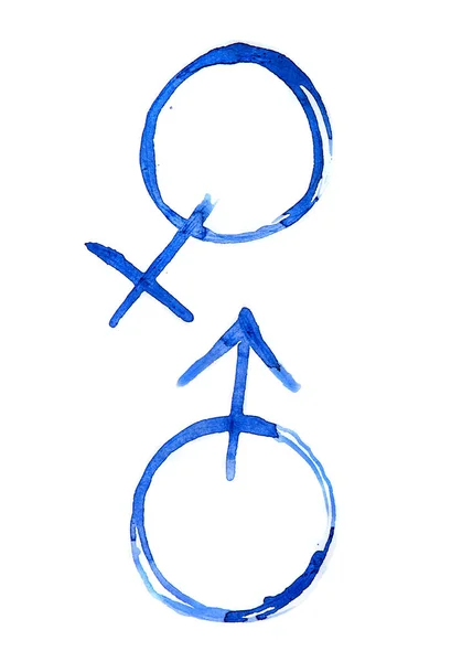 Symbole Ludzkiej Płci Wykonane Akwarelowego Symbol — Zdjęcie stockowe