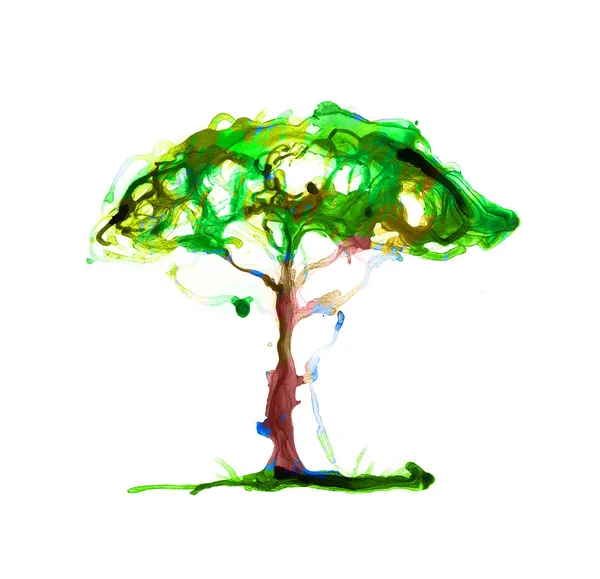 水彩効果で作られた抽象的な森 公園のイラストの木 — ストック写真
