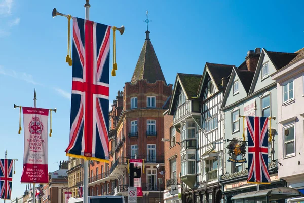 Windsor May 2019 High Street Windsor Decorated Flags Lots People — Stock Photo, Image