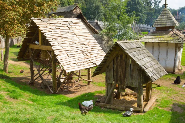Essex August 2018 Trading Houses Norman Village Reconstruction Dated Back — Stock Photo, Image