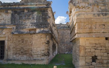 Meksika, Cancun - 15 Şubat 2018: Chichen Itza, Yucatn. Özel bahçenin kalıntıları, muhtemelen kraliyet ailesine ait.