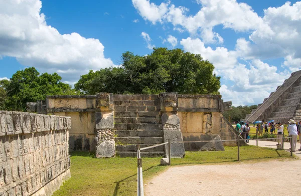 Mexico Yucatan Reliefs Mayan Great Ball Court Temple Jaguar — стокове фото