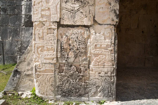 Mexico Yucatan Reliefs Mayan Great Ball Court Temple Jaguar — стокове фото