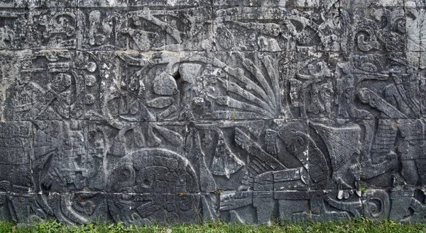 Mexico Yucatan Reliefs Mayan Great Ball Court Temple Jaguar — ストック写真