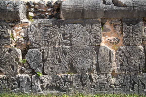 Meksyk Jukatan Reliefs Mayan Great Ball Court Świątynia Jaguara — Zdjęcie stockowe