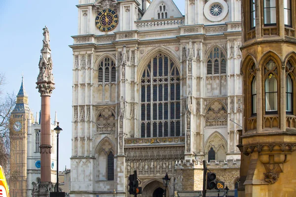 London Storbritannien Juni 2019 Westminster Abbey Gadeudsigt - Stock-foto