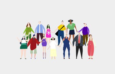 Sıradan ve iş kıyafetleri giyen bir sürü insan var. Öğrenciler, iş adamları, işçiler, doktorlar. Birlikte yaşayan ve çalışan insanlar.. 