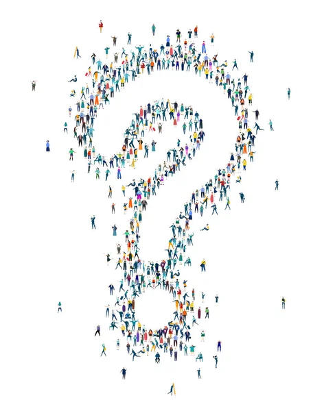 Question Mark Made Many Little People Large Group Business People — Stock Photo, Image