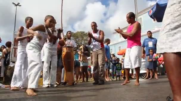 Salvador Bahia Brasil Diciembre 2014 Capoeiristas Ven Durante Una Presentación — Vídeos de Stock