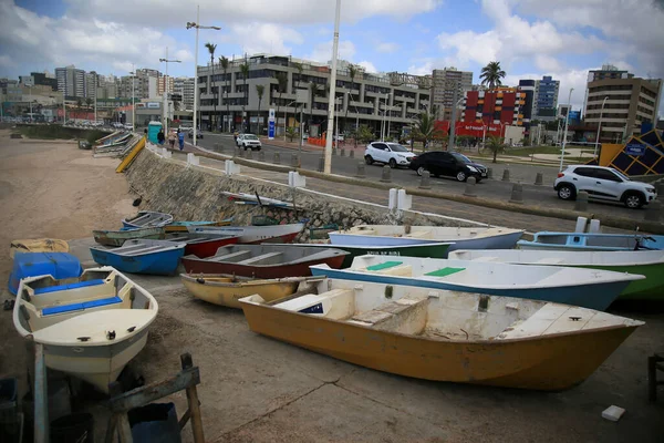 Salvador Bahia Brazil November 2019 Boats Seen Docked Fisherman Colony — Stock Photo, Image