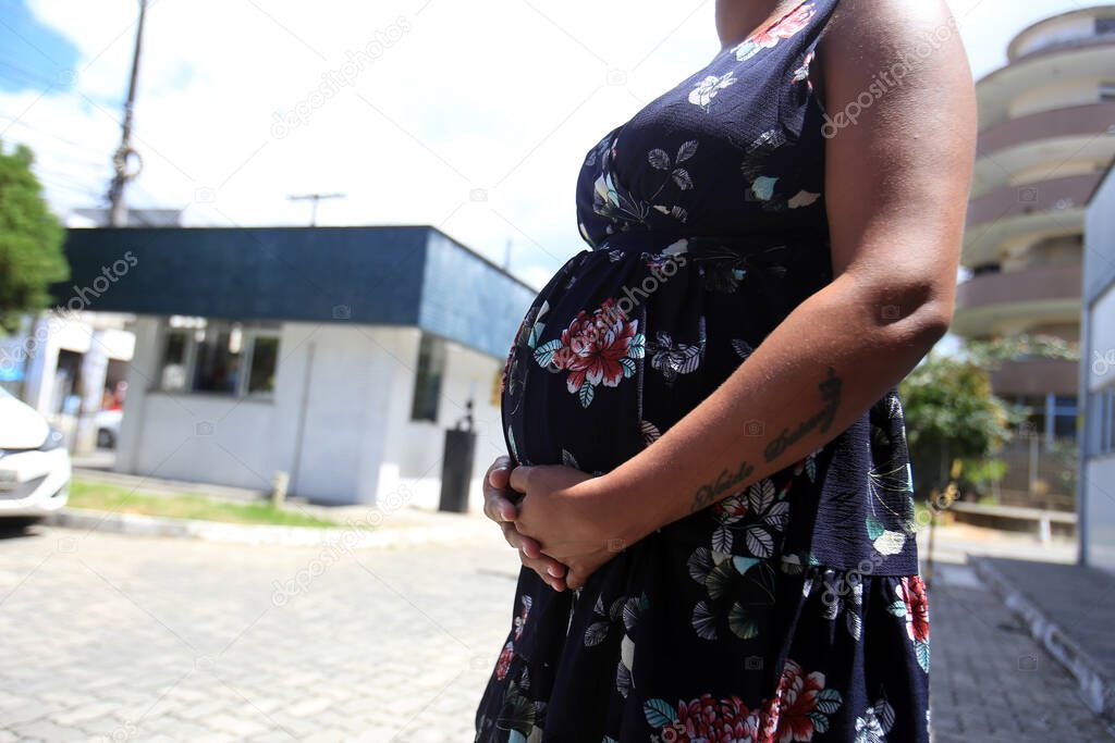 salvador, bahia / brazil - april 9, 2019: pregnant woman is seen at the public outpatient clinic in Salvador.