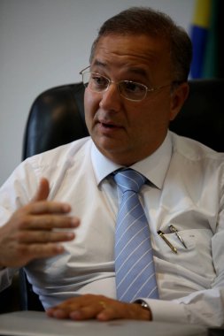 Salvador, Bahia / Brezilya - 13 Aralık 2017: Bahia Eyaleti Sağlık Bakanı Fabio Villas Boas Salvador 'da görüldü.