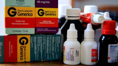 salvador, bahia / brazil - june 10, 2020: generic medicine packaging for sale in pharmacies in Brazil. 