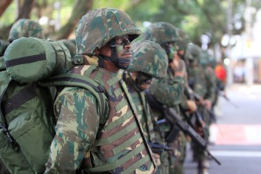 salvador, bahia / brazil - september 7, 2014: soldiers of the Brazilian Army seen during a military parade to commemorate the day of Brazil's independence. The parade takes place in the city of Salvador. 