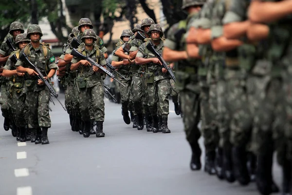 Salvador Bahia Brazil September 2014 Soldiers Brazilian Army Seen Military — стокове фото