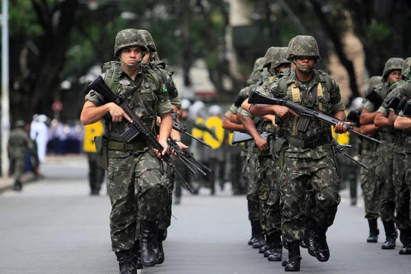 Salvador Bahia Brazil September 2014 Soldiers Brazilian Army Seen Military — Stock Fotó