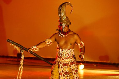 salvador, bahia / brazil - september 12, 2014: Scene from the play Exu - A Boca do Universo during presentation at Teatro Castro Alves in the city of Salvador.