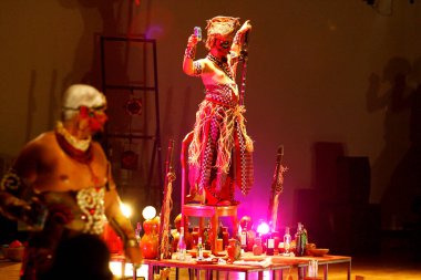 salvador, bahia / brazil - september 12, 2014: Scene from the play Exu - A Boca do Universo during presentation at Teatro Castro Alves in the city of Salvador.