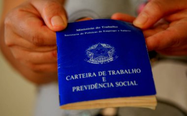 salvador, bahia / brazil - june 12, 2020: brazilian work permit is seen in the city of Salvador.