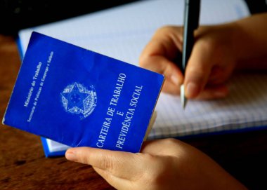 salvador, bahia / brazil - june 12, 2020: brazilian work permit is seen in the city of Salvador.