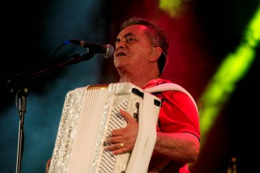 santo antonio de jesus, bahia / brazil - june 21, 2014: The singer Flavio Jose is seen during festivities of Sao Joao in the city of Santo Antonio de Jesus